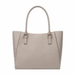 Bagria Women's Pebbled Leather Tote Handbag - Taupe Gray