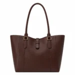 Bagria Women's Pebbled Leather Tote Handbag - Dark Brown