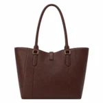 Bagria Women's Pebbled Leather Tote Handbag - Dark Brown - Image 2