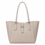 Bagria Women's Pebbled Leather Tote Handbag - Light Beige