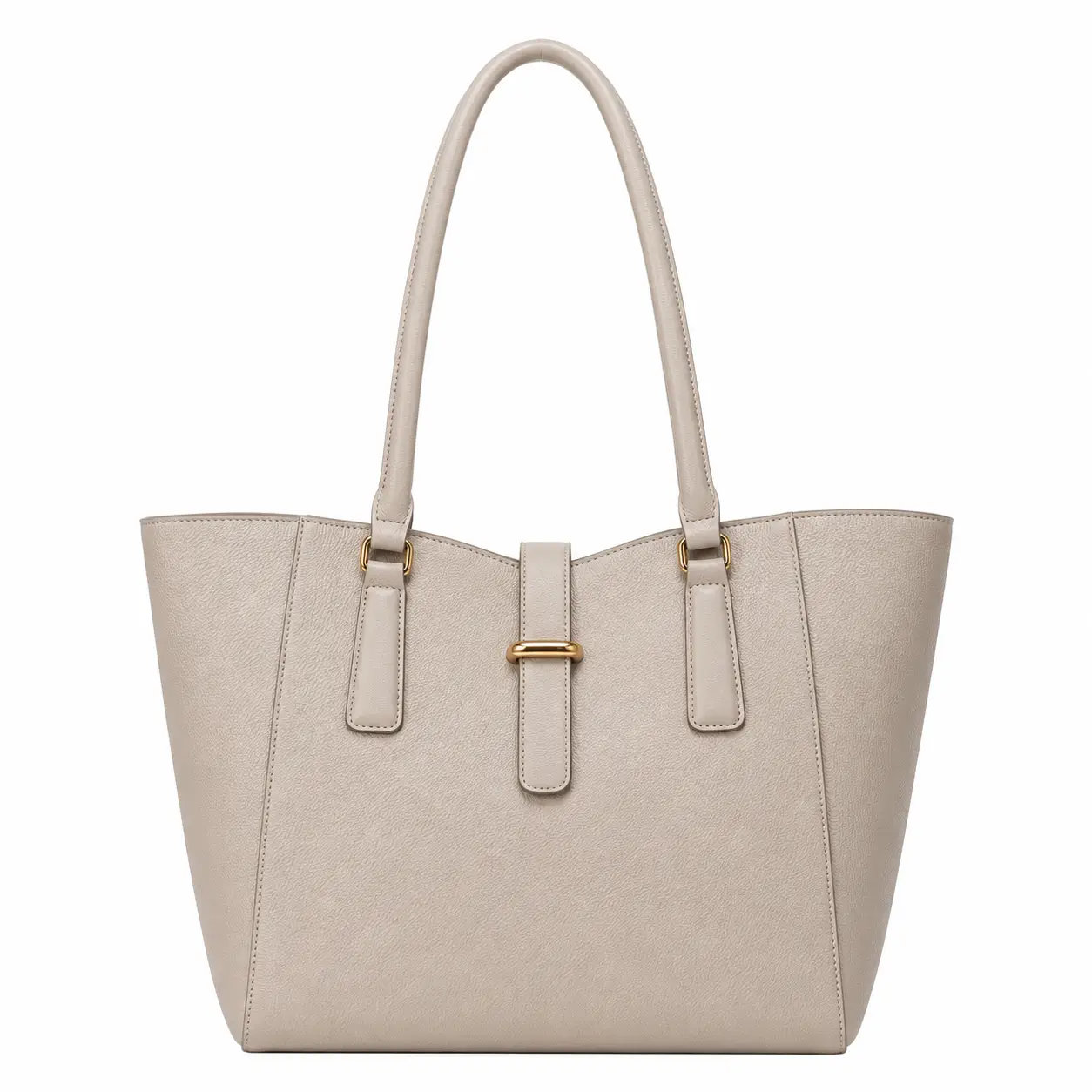 bagria womens pebbled leather tote handbag light beige Bagria Women's Pebbled Leather Tote Handbag - Light Beige - Image 1