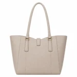 Bagria Women's Pebbled Leather Tote Handbag - Light Beige - Image 2
