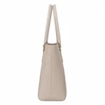 Bagria Women's Pebbled Leather Tote Handbag - Light Beige - Image 3
