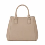 Women's Pebbled Leather Tote Handbag – Beige