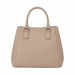 Women's Pebbled Leather Tote Handbag – Beige - Image 2